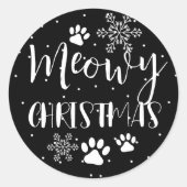 Meowy Christmas CAT Cadeau, PET, Custom CAT Ronde Sticker (Voorkant)