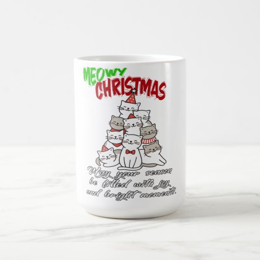 Meowy Christmas Cat – Cute Holiday Cat Lovers Mug (Centre)