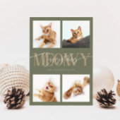 Meowy Christmas Cat foto's Sage Green Christmas Feestdagenkaart