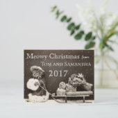 Meowy Christmas  Cat Funny Christmas Feestdagenkaart (Staand voorkant)