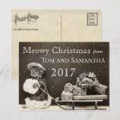Meowy Christmas  Cat Funny Christmas Feestdagenkaart (Voorkant / Achterkant)