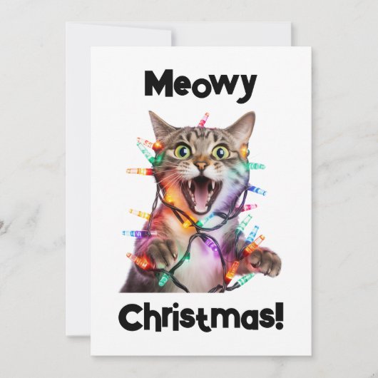 Meowy Christmas Cat Holiday Kaart Fun (Voorkant)