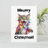 Meowy Christmas Cat Holiday Kaart Fun (Staand voorkant)
