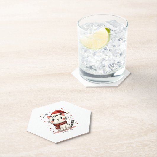 Meowy Christmas Cat Lover Funny Feestelijke Feestd Kartonnen Onderzetters (Insitu)