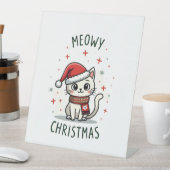 Meowy Christmas Cat Lover Funny Festive Holidays C Reclamebord Met Voetstuk (Insitu)