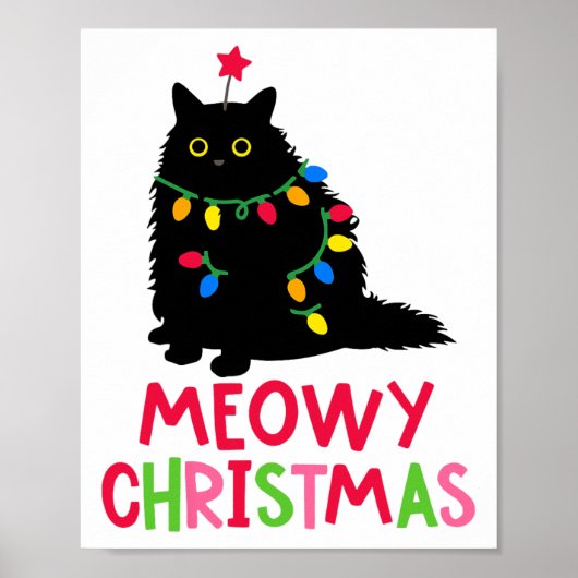 Meowy Christmas Cat Merry Catmas Funny Cats Famili Poster (Voorkant)