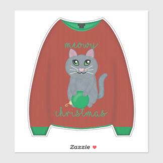 Meowy Christmas Cat Sweater Sticker