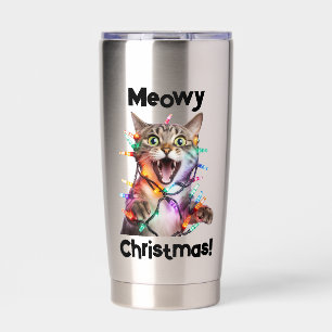 Meowy Christmas Cat Tumbler Gift Geïsoleerde Drinkbeker