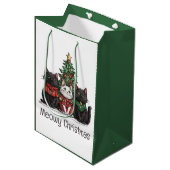 Meowy Christmas Cats Holiday Tree Medium Cadeauzakje (Voorkant Gekanteld)