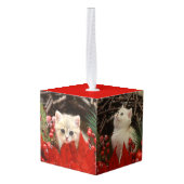 Meowy Christmas Cute Kitten 3 Photos Animal Lovers Kubus Ornament (Achter hoekig)