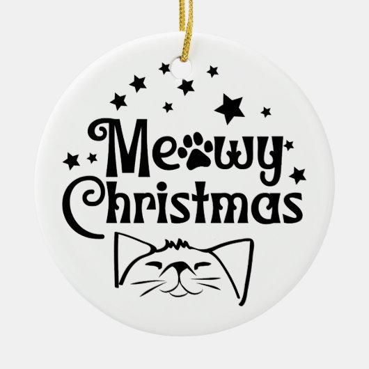 Meowy Christmas | dubbelzijdig Keramisch Ornament (Voorkant)