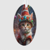 Meowy Christmas Elf Kitten Ornament (voorkant)