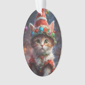 Meowy Christmas Elf Kitten Ornament (voorkant)