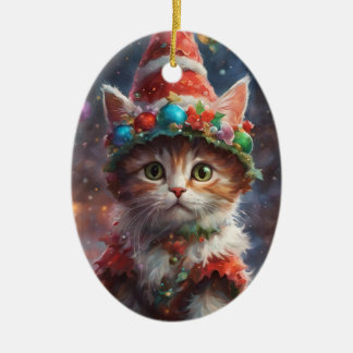 Meowy Christmas Elf Kitten Ornament