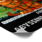 Meowy Christmas Funny Abyssinian Cat Santa Hat Ugl Poster (Hoek)