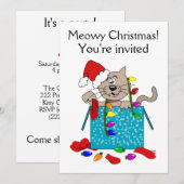Meowy Christmas Funny Cartoon Cat Party Invitation (Devant / Derrière)