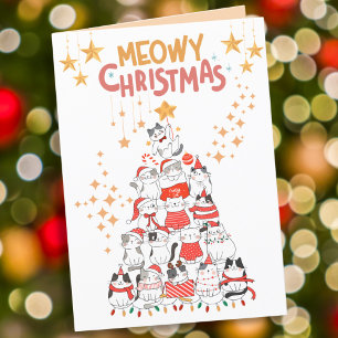 Meowy Christmas Funny Cats Gevouwen Vakantie Kaart