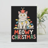 Meowy Christmas Funny Schattige Cat Xmas Lights Va Feestdagenkaart (Staand voorkant)
