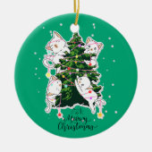 Meowy Christmas | Grappige kat illustratie Keramisch Ornament (Voorkant)