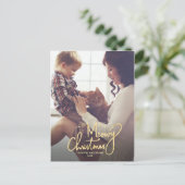 Meowy Christmas | Grappige kat kerstfoto Feestdagenkaart (Staand voorkant)