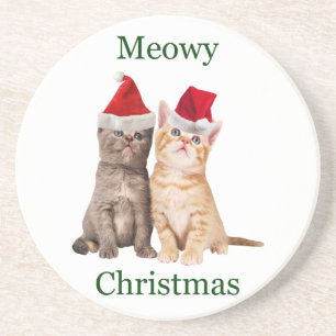 Meowy Christmas Kitten Dessous de verre