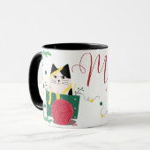 Meowy Christmas Mug - Dessin de chat adorable (Devant gauche)
