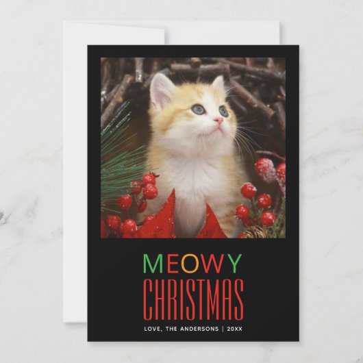 Meowy Christmas Pet Cat Photo Dierenvrienden Schat Feestdagenkaart (Voorkant)