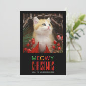 Meowy Christmas Pet Cat Photo Dierenvrienden Schat Feestdagenkaart (Staand voorkant)