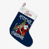 Meowy Christmas Schattige Funny Cat Kleine Kerstsok (Voorkant (Hangend))