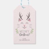 Meowy Christmas | Schattigee kat, gewei gepersonal Cadeaulabel (Achterkant)