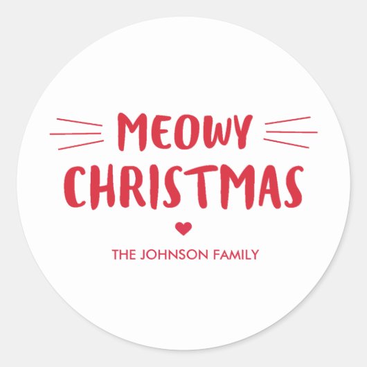 Meowy Christmas | Schattigee kattenvakantie Ronde Sticker (Voorkant)