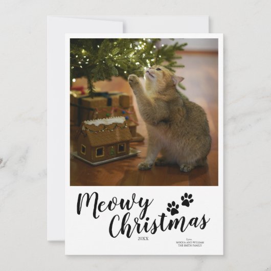 Meowy Christmas Script Custom Cat Kaart (Voorkant)