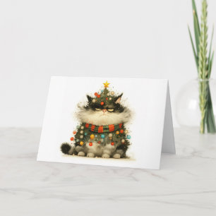 Meowy Christmas Tangled Cat Lights Wenskaart Kaart