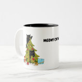 Meowy Christmas Tree Chats noirs Mug (Devant gauche)