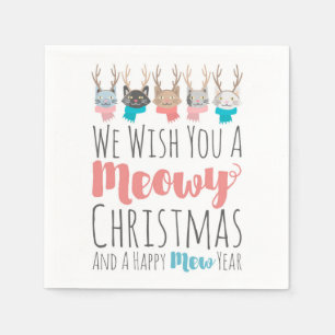 'Meowy Christmas' Vakantie katten in een gewei Gra Servet