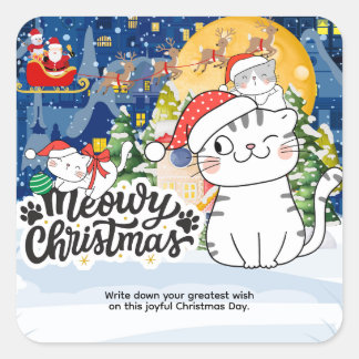 Meowy Christmas Vierkante Sticker