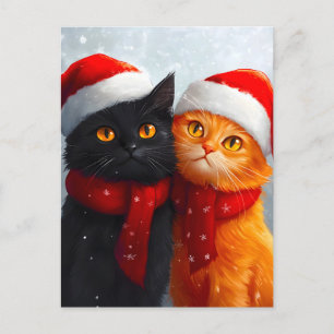 Meowy Christmas Winter Love Aankondigingskaart