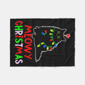 Meowy Christmas Xmas Lights Black Cat Pajamas Fleece Deken (Voorkant (Horizontaal))