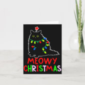 Meowy Christmas Xmas Lights Black Cat Pajamas Kaart (Voorkant)
