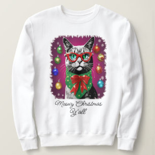 "Meowy Christmas Y'all" Sweat - shirt à capuche, F