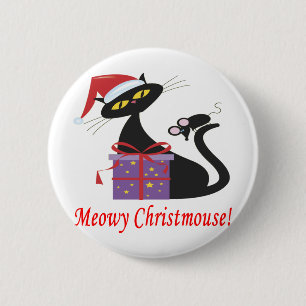 Meowy Christmouse Ronde Button 5,7 Cm