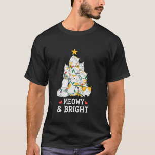 Meowy En Heldere Kat Kerstboom Meisjes Plezier T-shirt