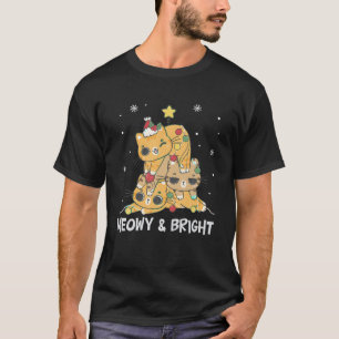 Meowy En Heldere Kerstboom Lichten Grappige Kerstm T-shirt
