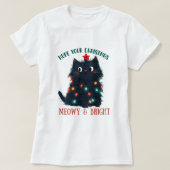 Meowy et brillante T-shirt Chat de Noël (Design devant)