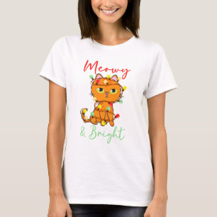 Meowy & Helder oranje kerstboomverlichting T-shirt