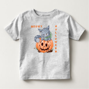 Meowy Jack o' Lantern Kitten Halloween Kinder Shirts