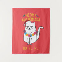 Meowy Kalikimaka Funny Cat Santa Hat Kerstmis