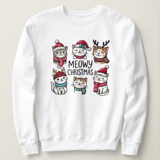 Meowy Kerst Grappige Kat Liefhebber Trui (Design voorkant)