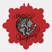 Meowy Kerst Grijze Kat Kunst Ornament Kaart (Achterkant)