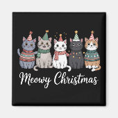 Meowy Kerst Happy Cat Jaar Kat Liefhebber Kerstmis Magneet (Voorkant)